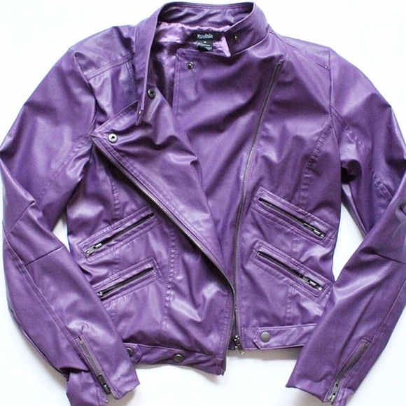 faux leather purple jacket